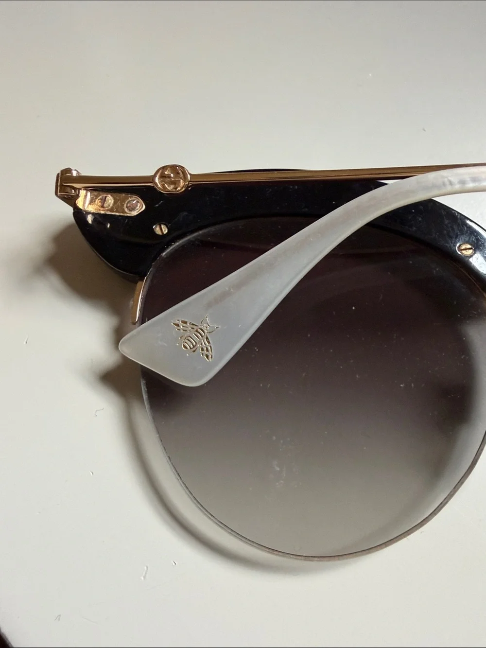 Gucci Black Pearl-Trim Cat Eye Sunglasses